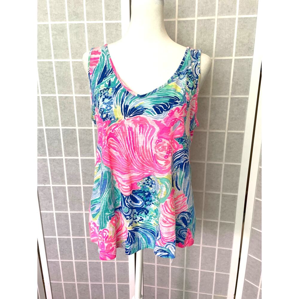 Lilly Pulitzer Gigi Tank Top M Tropical Floral Resort Coastal Preppy Colorful